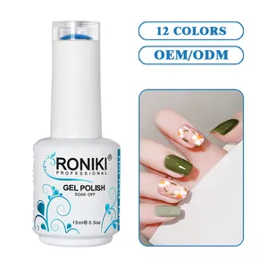 RONIKI oem vegan private label soak off uv gel nail polish very good wholesale green color hema free gel polish