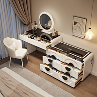 Nouvelle coiffeuse en bois massif style crème, éclairée, style nordique, pour célébrités d'Internet, avec tiroirs intégrés pour chambre moderne