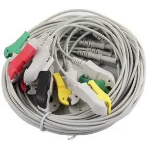R Type Clip Ecg Elektrode Kabel 1.5Mm Naald Vrouwelijke Socket Naar Alligator Clip Eeg Ecg Elektrode Medische Kabel