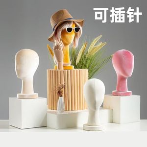 Cabeza de maniquí femenina de tela de terciopelo y espuma, con soporte para gafas de sol de color personalizado, para exhibición de sombreros y pelucas, venta al por mayor - Product Image 5