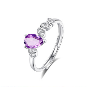 Minimalist 5*7MM Pear cut <b>Crystal</b> Rings Adjustable Natural Stones 925 Sterling Silver <b>Water</b> Drop Jewelry for Women - Product Image 1