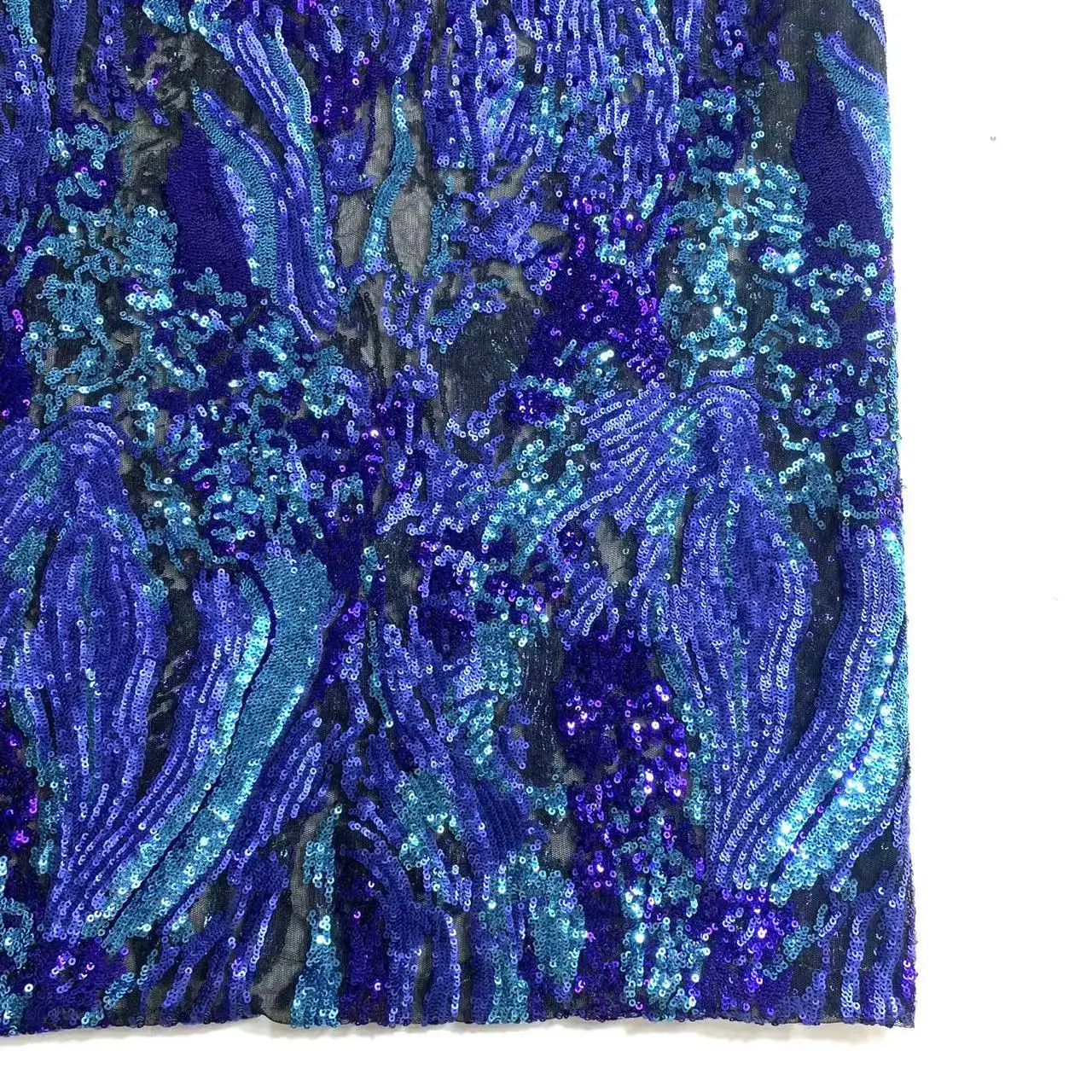 Tissu nigérian à paillettes, dentelle bleue, étoffe élastique, extra large, pour robe de mariée, dernière collection