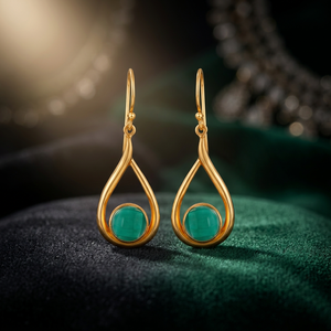 ต่างหูเงินแท้ทำมือประดับพลอยควอตซ์ชุบโรเดียมแบบห้อย - Product Image 2