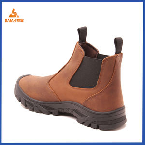 Рабочие ботинки унисекс из кожи Crazy Horse: комфортные, современные, нескользящие, с защитой от проколов, стальным носком и дышащей сеткой для безопасности - Product Image 3