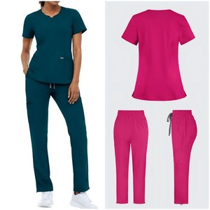 Pantalon <span class=keywords><strong>de</strong></span> <span class=keywords><strong>travail</strong></span> rose avec cordon <span class=keywords><strong>de</strong></span> serrage, 42346, pantalon cargo pour femme, respirant, professionnel, pour esthéticiennes, en promotion - Product Image 1