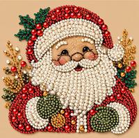 Kit d'art DIY Noël Père Noël Perles 3D Peinture Diamant avec Perles Acryliques Premium Ensemble Mosaïque Pierres Précieuses Décoration Murale de Noël Cadeau