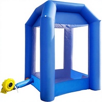 Cabine gonflable Cash Cube avec 2 souffleurs, machine à attraper l'argent, pour publicité commerciale et promotion d'événements, gonflage rapide (Bleu)
