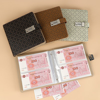 Reliure à anneaux en cuir PU personnalisé pour économiser de l'argent Livre de monnaie Classeur pour cartes à collectionner Cahier d'économie d'argent Classeur avec pochettes