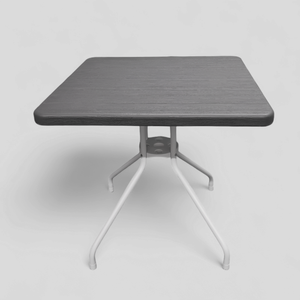 TAVOLO CM 78X78 IN METALLO BIANCO E PLASTICA EFFETTO LEGNO ANTRACITE - Product Image 1