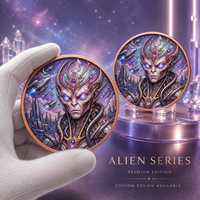 Pièce de monnaie Alien Abduction en cuivre pur 999 de 1 oz, avec relief 3D, colorée UV, effet proof-like, motif scène de tracteur, artisanat métallique