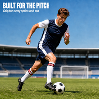 Chaussettes de football personnalisées mi-mollet fines antidérapantes avec points en silicone intégral pour l'entraînement de football, avec revers et semelle, pour adultes, vente en gros OEM