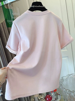 T-shirt Femme Chic à Col Rond Ample et Manches Courtes avec Dentelle Patchwork, Nouvelle Collection Été 2026 – Vente en Gros pour Boutiques