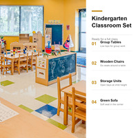 Ensemble de meubles de classe pour maternelle, table et chaise en bois, étagère de rangement, meubles Montessori pour enfants, garderie, crèche