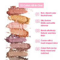Großhandel 32 Farben Natürliche Kontur-Lidschattenpalette Erdtöne Schimmer Matt Feiner Glitzer Bühnen-Make-up Maquillaje