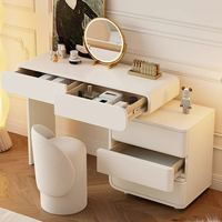 Mobilier moderne table de toilette avec miroir en bois blanc et Led chambre à coucher armoire latérale ensemble de coiffeuse commode de luxe en bois avec tiroirs