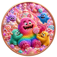 Koin Tembaga Murni 999 5 oz Seri Kartun Hewan Monster Kecil Warna-warni Relief Tinggi UV 3D Edisi Kolektor
