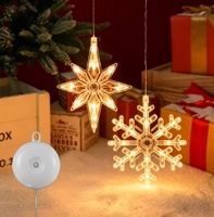 Lumières de Noël Polaris Flocon de Neige à Ventouse pour Fenêtre, Alimentées par Piles, LED Étanche IP44, Décoration Suspendue Intérieure/Extérieure pour les Fêtes