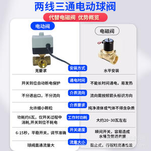 AC220V Three-<b>Wire</b> Two-Control Three-Way L-Type Brass HVAC Solar Valve Electric Ball Valve with Customized OEM Support - Product Image 6