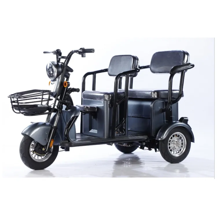 Fabriek Directe Verkoop Huishouden Kleine 3 Wiel Elektrische Passagier Trike Volwassenen 48v60v 600W 2 Rijen Elektrische Driewieler Met Kinderzitje