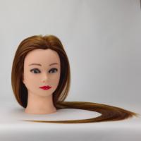 Tête de mannequin en cheveux synthétiques longs multicolores pour l'entraînement au tressage et à la coupe de cheveux avec support à pince