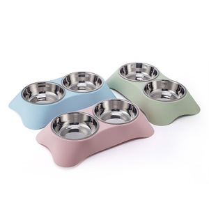 Gamelles transfrontalières pour animaux de compagnie, gamelles pour chats et chiens, gamelles doubles en acier inoxydable, gamelles pour nourriture pour chats, gamelles pour nourriture pour chiens, gamelles anti-renversement pour animaux - Product Image 1