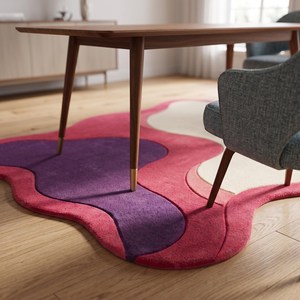 Custom Wavy Abstract Hand Tufted Wool <b>Rug</b> Funky <b>Pastel</b> Handmade Area Carpet for Bedroom Living Room Modern Home Decor Available - Product Image 1