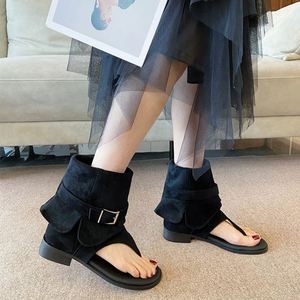 French Toe Clip Roman <b>Sandals</b> Women 2026 Summer <b>Flat</b> Retro Pile up Ankle Boots Versatile Casual Cool Boots - Product Image 5