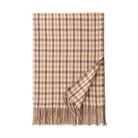 Syal Kotak-kotak Vintage Inggris untuk Wanita, Panjang, Hangat, Tahan Angin, Dapat Dibalik, Bahan Poliester, Motif Tartan