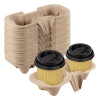 Plateau jetable biodégradable en fibre de papier pour gobelets à café à emporter, personnalisable OEM/ODM avec logo