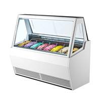 Lemari Pendingin Es Krim Gelato Portabel Komersial dengan Pintu Kaca untuk Display, Bersertifikasi CE