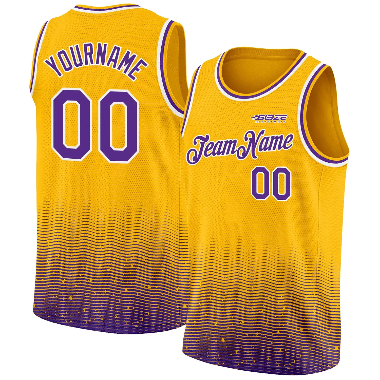 Camisa de basquete impressa amarela de sublimação uniforme de basquete de Los Angeles com novo design personalizado