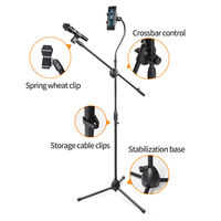Biner H2 trépied professionnel Stable, support de Microphone au sol, support de téléphone portable pour la diffusion en direct