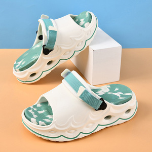 Zapatillas de verano con suela gruesa para mujer, de EVA, con una sola correa, transpirables, antideslizantes, con punta abierta, blancas y verdes, talla 36-41 - Product Image 1