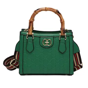 New Fashion Elegante Einkaufstasche Retro Print Casual Handtaschen für Frauen Luxus Bambus Designer Umhängetasche