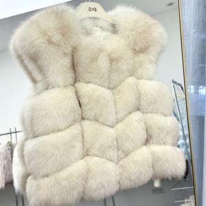 Nouveau femmes coréen INS Style véritable luxe fourrure de renard gilet manteau haut de gamme mode épais <span class=keywords><strong>Trench</strong></span> Long - Product Image 1