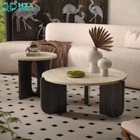 Table basse HZX en marbre travertin naturel moderne, polie, écologique, durable, découpée sur mesure pour salon, salle à manger, intérieur