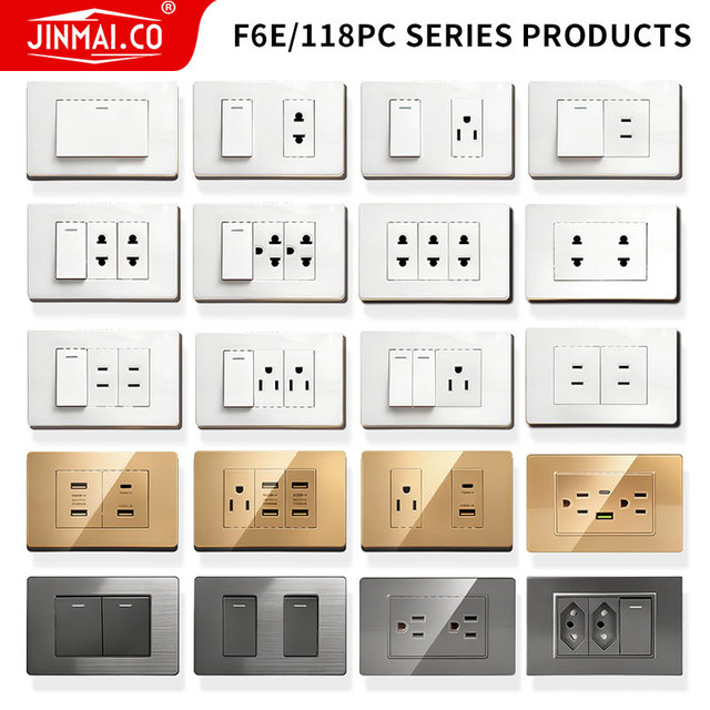 F6E-118 IP44 Wall Switches & Sockets with USB Ports 10A/220-250V for Home & Commercial Use  Wall Switches Manufacture