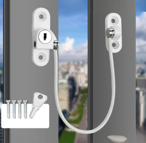 Tope de ventana abatible para puerta corredera, soporte antirrobo, protección de bloqueo de seguridad antiapertura para niños - Product Image 1