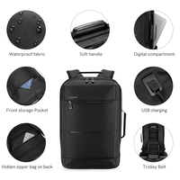 Sac à dos imperméable pour ordinateur portable Kingsons avec passepoil sac à dos noir pour ordinateur portable pour bureau sac à dos d'affaires pour hommes faire la navette