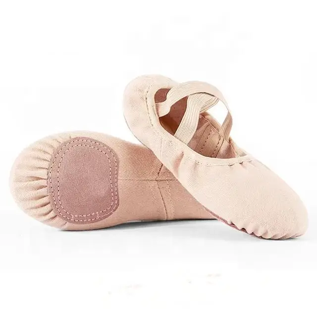 Sepatu dansa balet laki-laki perempuan, alas kaki kanvas Yoga irama senam untuk Dewasa/anak-anak grosir
