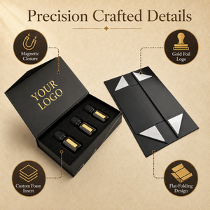 Kotak kertas hadiah emas dapat dilipat kustom untuk kosmetik bahan daur ulang penutupan magnetik laminasi Matt & Embossing - Product Image 2