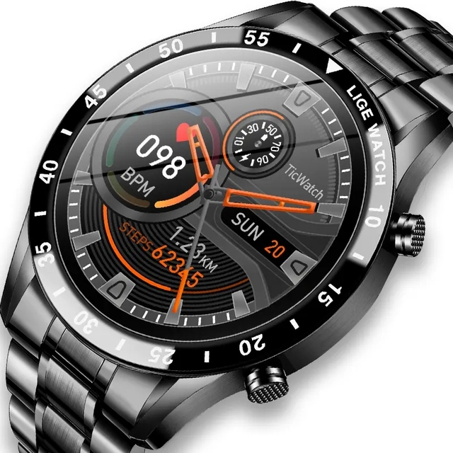 LIGE BW0189 New Heart Rate Watch Men Full Touch Waterproof Sports Fitness Smart Watch Luxury Fitness Watches for Men IOS Android