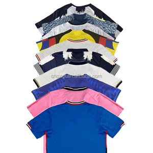 定制批发2025 2026新赛季足球衫黑色红色条纹优质男式足球衫 - Product Image 3