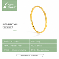 Bague en acier inoxydable à facettes fines, placage sous vide 14K