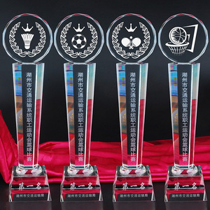 <b>Crystal</b> Trophy With Sports Ball <b>Top</b> Engraved For Company School Events Business Gift K9 White <b>Crystal</b> LS A816 - Product Image 5