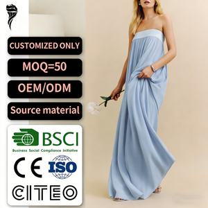 Robe pour femme sans manches plissée, décontractée et ample, design tendance et personnalisé pour l'été - Product Image 1