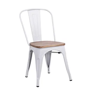 Luxury Industrial Design Metal Frame Wooden Seat High Bar Stool Chair For Restaurant Kitchen And Dining Bar