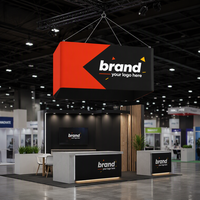 Bannière suspendue cubique pour plafond, affichage suspendu à base couverte, cadre en aluminium, graphique en tissu pour stand de salon professionnel