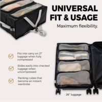 Organisateur de valise suspendu - Compression intégrée, 4 compartiments, cubes de rangement en polyester résistant à l'eau pour armoire |   Bagages de cabine