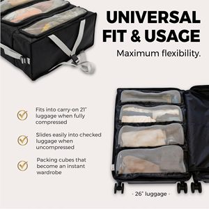 Organizador de Maletas Colgante - Cubos de Embalaje para Armario de Poliéster Resistente al Agua con 4 Compartimentos y Compresión Integrada |   Equipaje de Mano para Viaje - Product Image 4